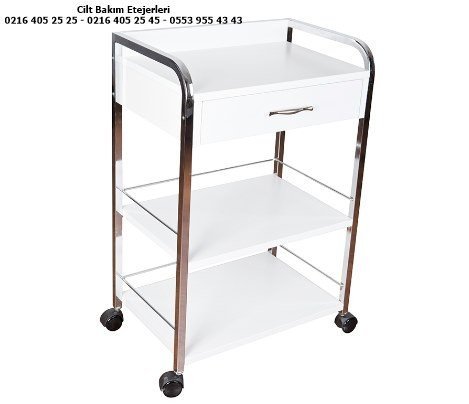 Nikelaj ayaklı güzellik merkezi mobilya etajer