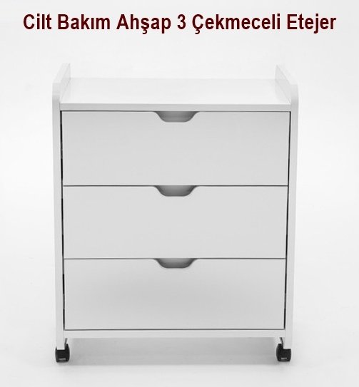Cilt Bakım Ahşap 3 Çekmeceli Etajer