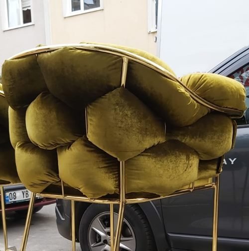 Gold Metal Balon Berjer Koltuk