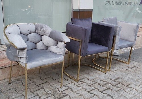 Manikür Masası Gold Metal Koltuk