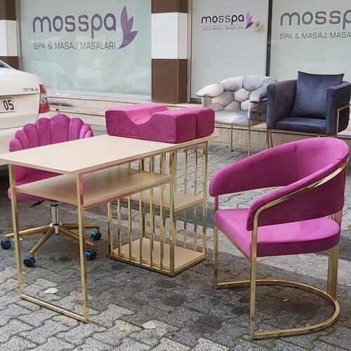Manikür Masası Gold Metal Modelleri Mosspa