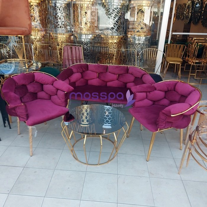 Gold metal balon tip çay bekleme seti ve sehpa