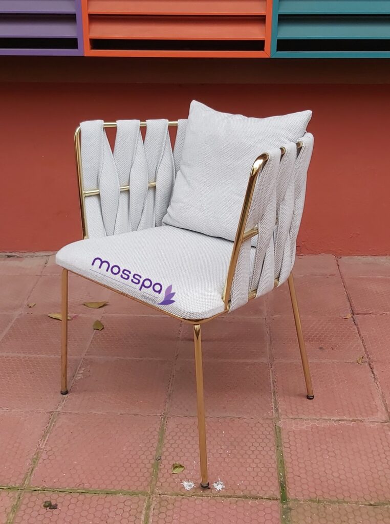 Gold Metal Ayaklı Örgülü Cafe, Otel, Restaurant, Ev Sandalyesi