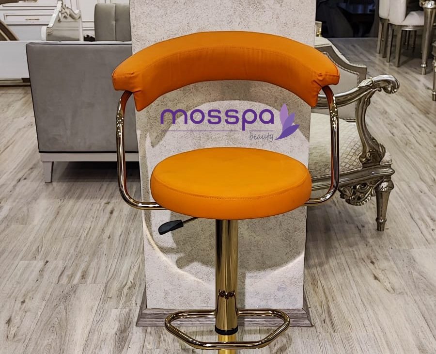 360 Derece Dönebilen Yükseklik Ayarlı Full Gold Kaplama Amortisörlü Bar Sandalyesi